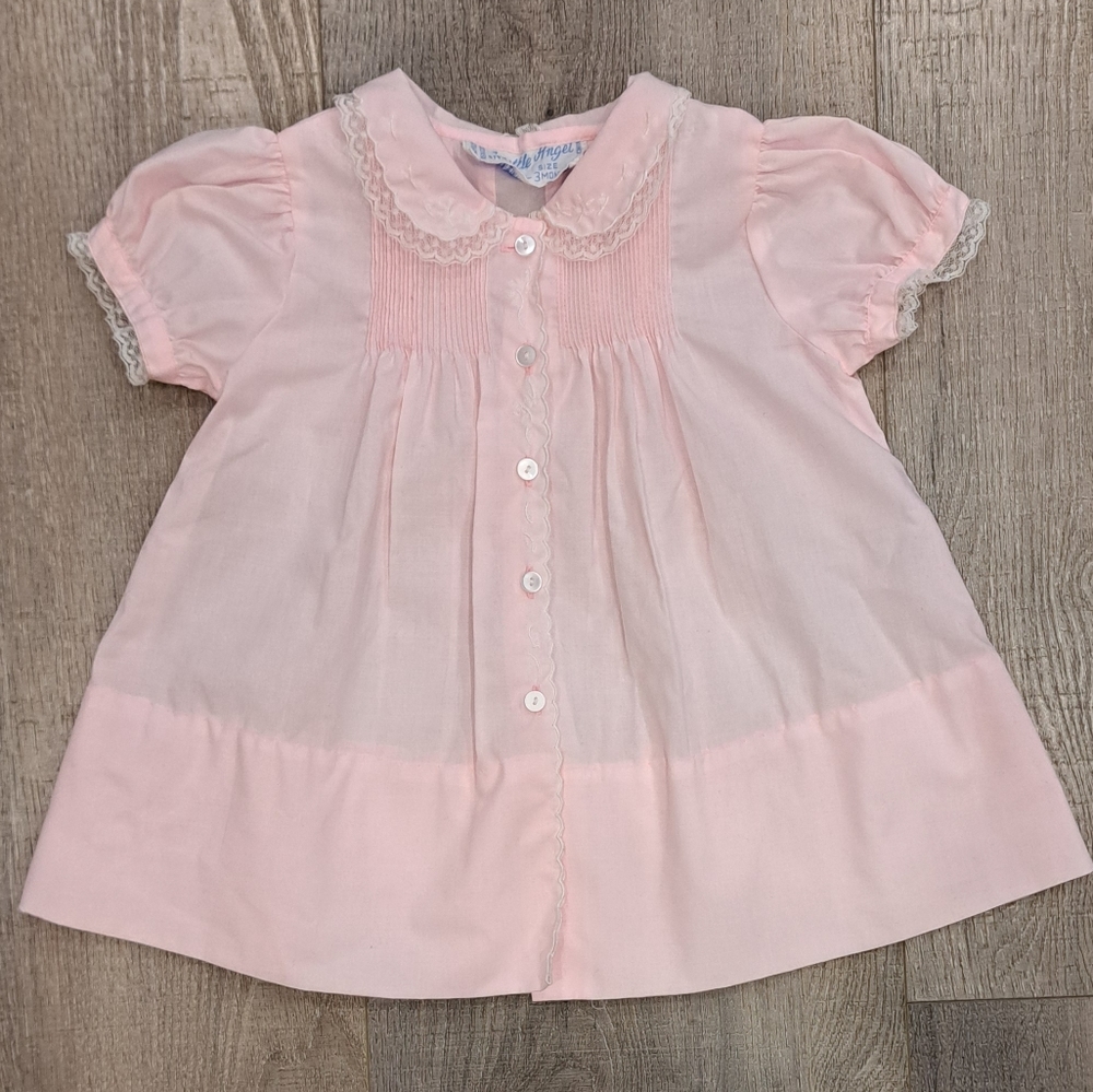 Pink Kids Dress with Lace Trim